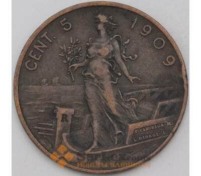Монета Италия 5 чентезимо 1909 КМ42 XF арт. 28925