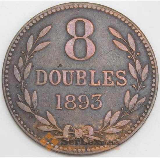 Гернси монета 8 дублей 1893 КМ7 VF арт. 45770