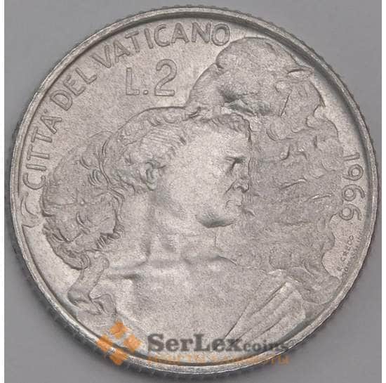 Ватикан монета 2 лиры 1966 КМ85 UNC арт. 41597