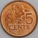 Тринидад и Тобаго монета 5 центов 2010 КМ30 аUNC арт. 45308