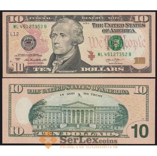 США банкнота 10 долларов 2013 Р540 UNC L12 Сан-Франциско арт. 48384