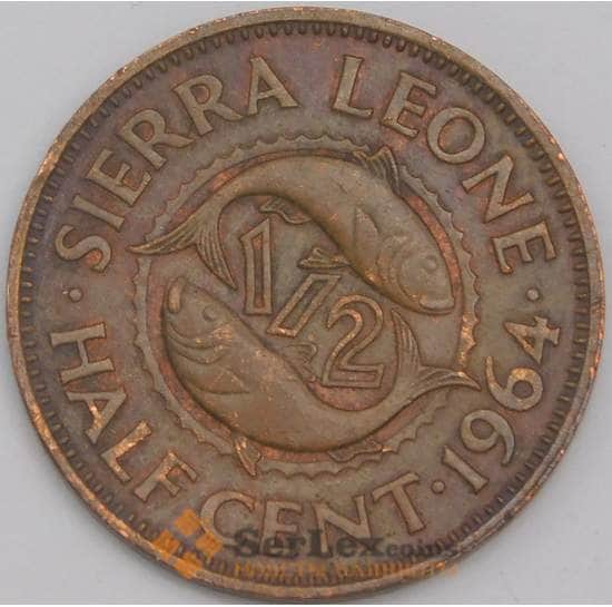 Сьерра-Леоне монета 1/2 цента 1964 КМ16 XF арт. 43052