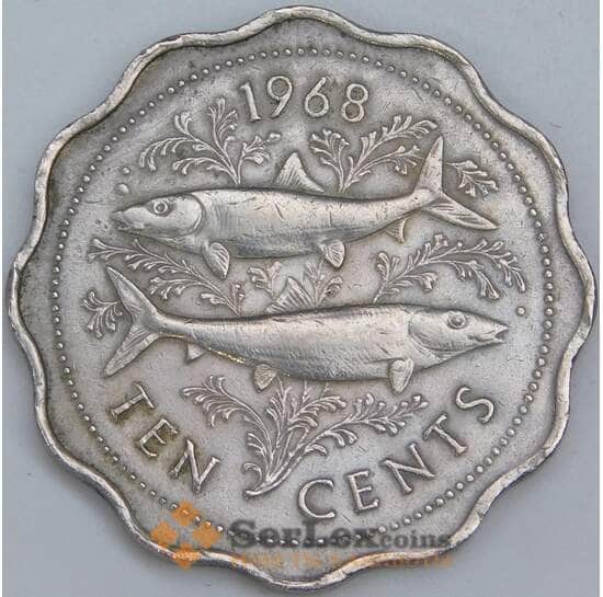 Багамские острова 10 центов 1968 КМ4 VF арт. 57516 Багамские острова 10 центов 1968 КМ4 VF арт. 57516