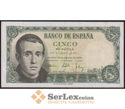 Испания 5 песет 1951 Р140а XF арт. 50376