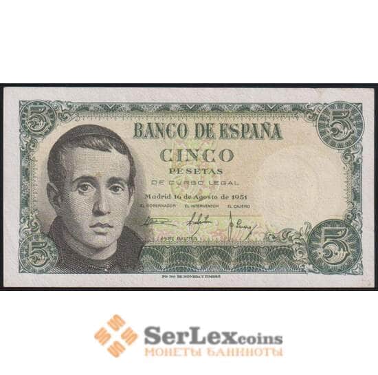 Испания 5 песет 1951 Р140а XF арт. 50376