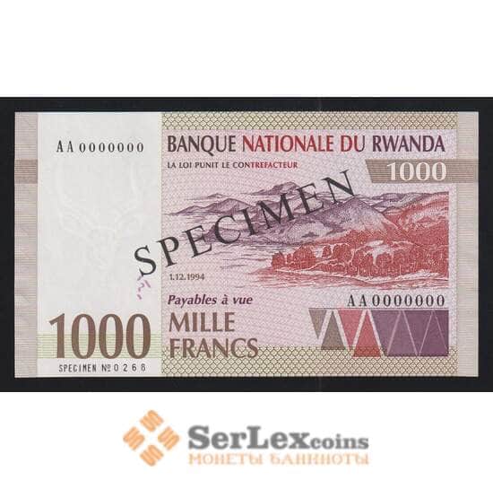 Руанда 1000 франков 1994 Р24s UNC образец арт. 55404