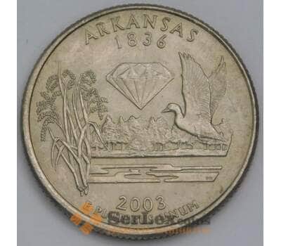 Монета США 25 центов 2003 D 347 XF Арканзас арт. 39046