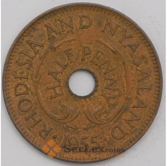 Родезия и Ньясаленд монета 1/2 пенни 1955 КМ1 AU арт. 41238