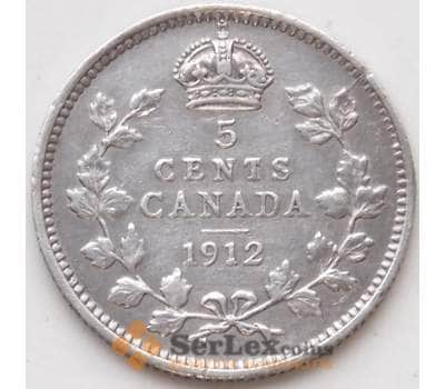 Монета Канада 5 центов 1912 КМ22 VF Георг V арт. 12984