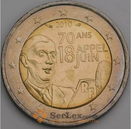 Франция монета 2 евро 2010 КМ1676 UNC Шарль Де Голь арт. 46774