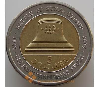 Монета Австралия 5 долларов 2002 КМ601 XF-AU Битва в Зондском проливе арт. 9174