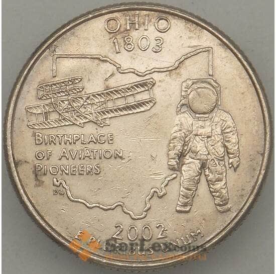 США 25 центов 2002 P КМ332 XF Огайо арт. 18919