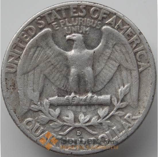 США 25 центов квотер 1959 D KM164 VF арт. 12275