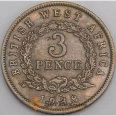 Британская Западная Африка монета 3 пенса 1938 КМ21 ХF арт. 45861