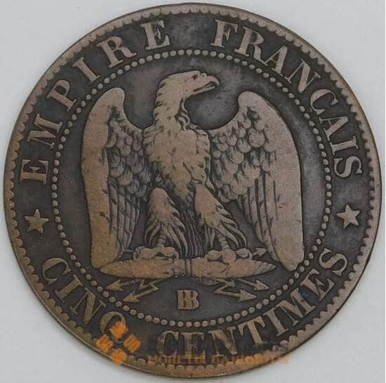 Франция 5 сантимов 1864 BB КМ797 VF арт. 56228