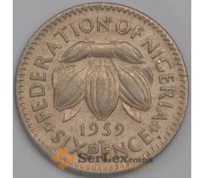 Нигерия монета 6 пенсов 1959 КМ4 XF  арт. 43520