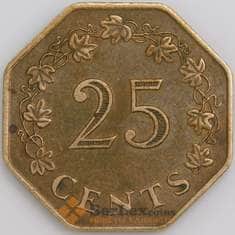 Мальта монета 25 центов 1975 КМ28 XF арт. 47367