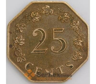 Мальта монета 25 центов 1975 КМ28 XF арт. 47367