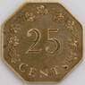 Мальта монета 25 центов 1975 КМ28 XF арт. 47367