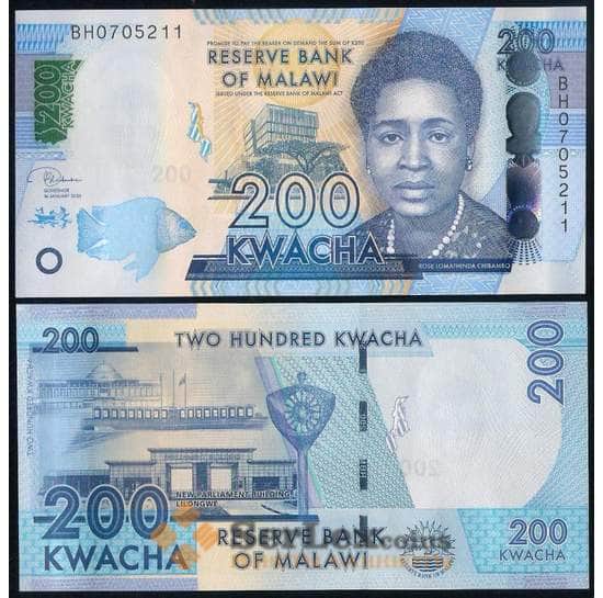 Малави банкнота 200 Квача 2016-2022 Р60 UNC арт. 38671