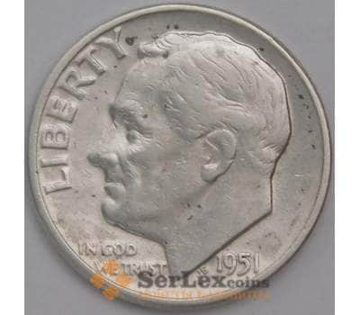 Монета США дайм 10 центов 1951 КМ195 VF арт. 39884