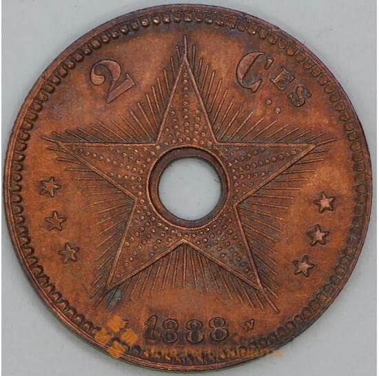 Конго Свободное Государство 2 сантима 1888 КМ2 aUNC арт. 55271