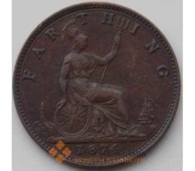 Монета Великобритания 1 фартинг 1874 КМ753 XF арт. 12006