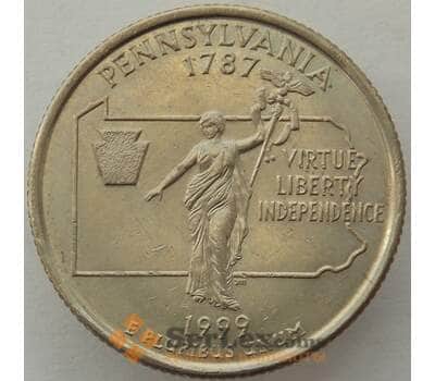 Монета США 25 центов 1999 P КМ295 aUNC Пенсильвания арт. 15447