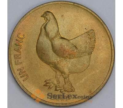 Монета Конго 1 франк 2002 КМ82 UNC Петух (J05.19) арт. 17761