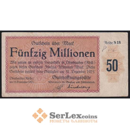Германия Оберхауфен 50000000 марок 1923 VF арт. 47140