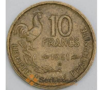 Монета Франция 10 франков 1951 B КМ915 XF арт. 17082