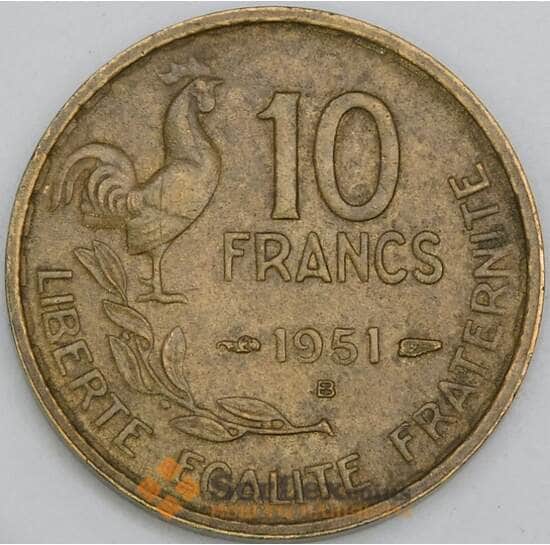 Франция 10 франков 1951 B КМ915 XF арт. 17082