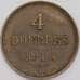 Монета Гернси 4 дубля 1918 КМ13 XF арт. 40532