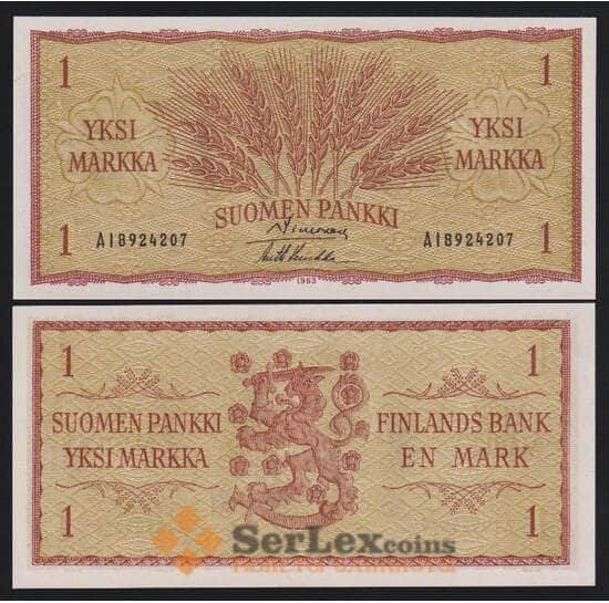 Финляндия 1 марка 1963 Р98а(16) UNC арт. 53960