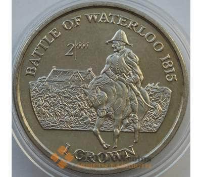 Монета Мэн остров 1 крона 1999 КМ914 BU Битва при Ватерлоо 1815 арт. 13640