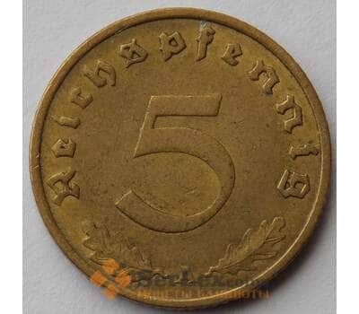 Монета Германия 5 пфеннигов (рейхспфеннигов) 1937 А КМ91 AU (J05.19) арт. 15013