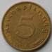 Монета Германия 5 пфеннигов (рейхспфеннигов) 1937 А КМ91 AU (J05.19) арт. 15013