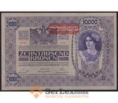 Банкнота Австрия 10000 крон 1918 (1919) Р65 aUNC вертикальная надпечатка арт. 39997