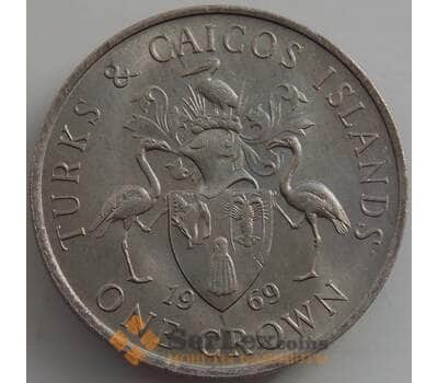 Монета Теркс и Кайкос острова 1 крона 1969 КМ1 UNC арт. 12617