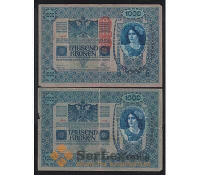 Австрия 1000 крон 1902 (1919) Р59 F вертикальная надпечатка арт. 51916