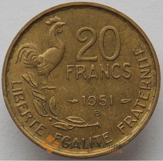 Франция 20 франков 1951 КМ917 XF (J05.19) арт. 15284