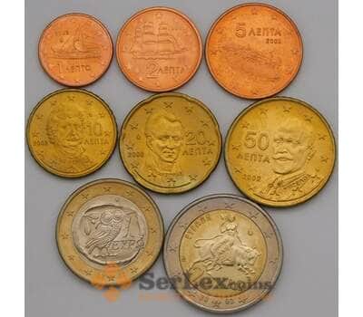 Монета Греция набор Евро монет 1 цент - 2 евро 2002 (8 шт) UNC арт. 38213