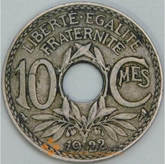 Франция 10 сантимов 1922 КМ866a VF арт. 57039