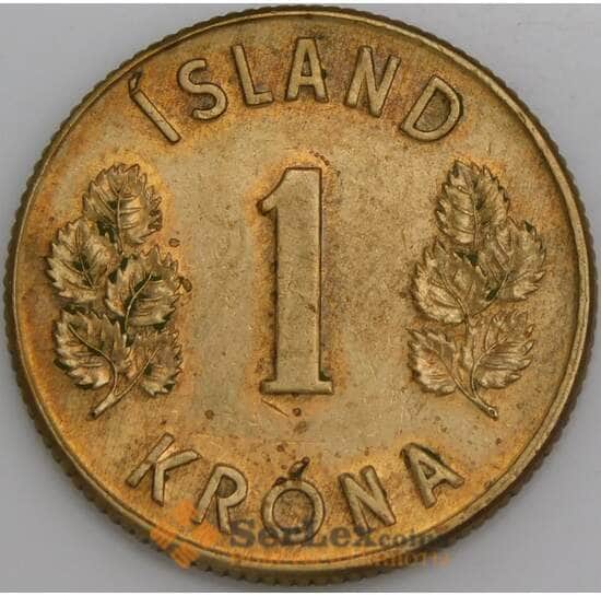 Исландия монета 1 крона 1957-1975 КМ12а aUNC арт. 6503
