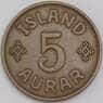 Исландия 5 аурар (эйре) 1940 КМ7.2 XF арт. 6500