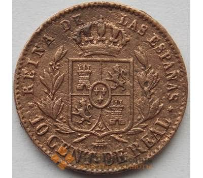Монета Испания 10 сентимо 1860 КМ603 F Изабелла II (J05.19) арт. 15179