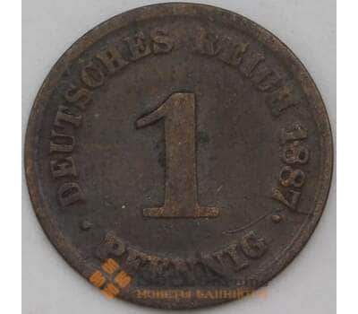 Монета Германия 1 пфенниг 1887 F КМ1 VF арт. 15077