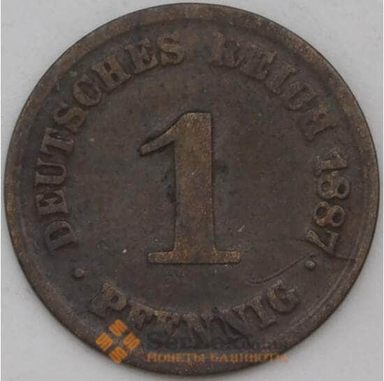 Германия 1 пфенниг 1887 F КМ1 VF арт. 15077