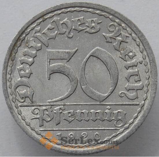 Германия 50 пфеннигов 1920 А КМ27 aUNC (J05.19) арт. 15480