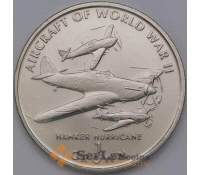 Монета Мэн остров 1 крона 1995 КМ502 Авиация Hawker Hurricane арт. 36789